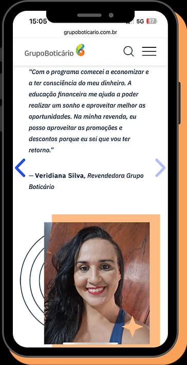 Captura de tela de uma avaliação real recebida durante a trilha do Grupo Boticário